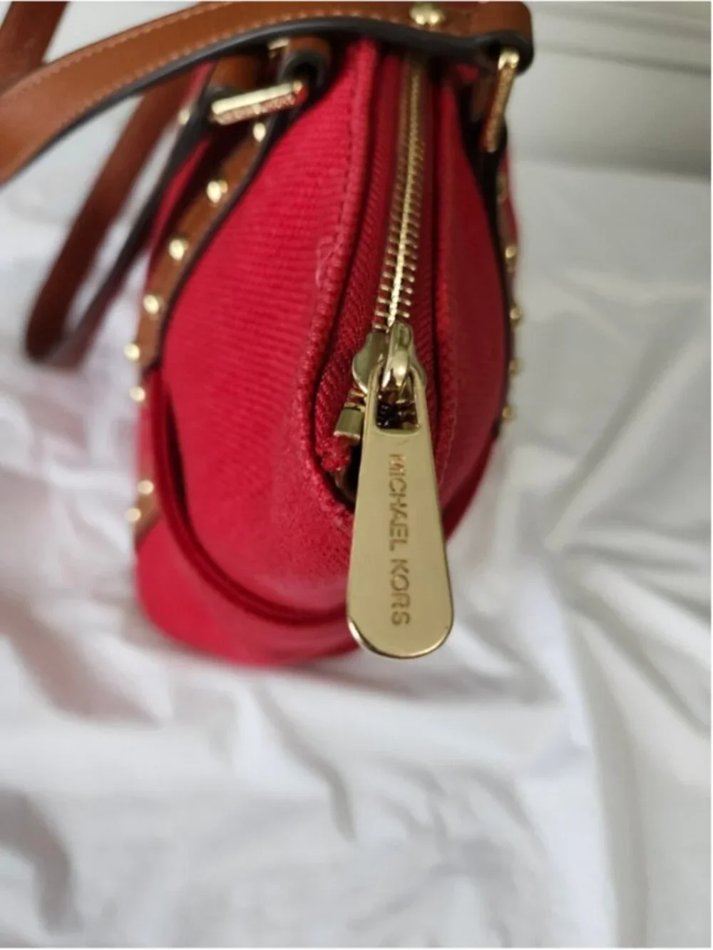 Michael Kors Red Canvas and Leather Tote Bag